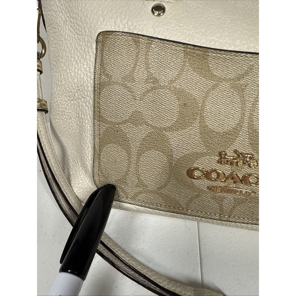 Coach Pebble Leather Emma Satchel w/ Signature Canvas and Snake Embossed Leather - Picture 4 of 14
